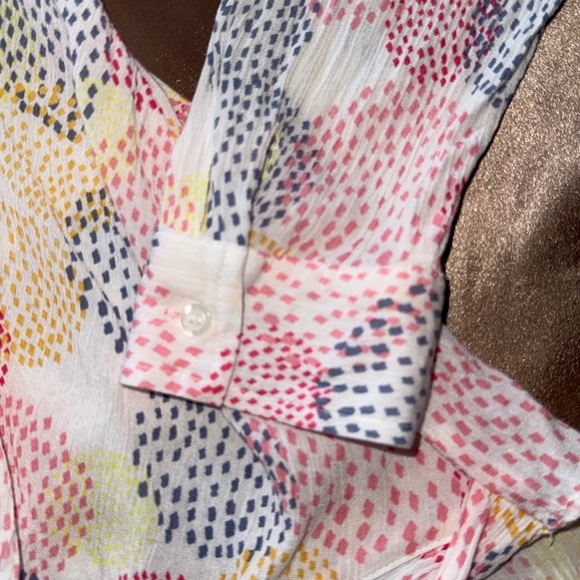 a.n.a A New Approach Pink Blue Yellow Pastel Dot Pattern Wrap Top Relaxed Fit PL - Picture 9 of 10